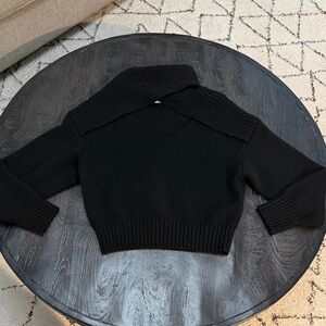 Astr Black V-Neck Cropped Sweater